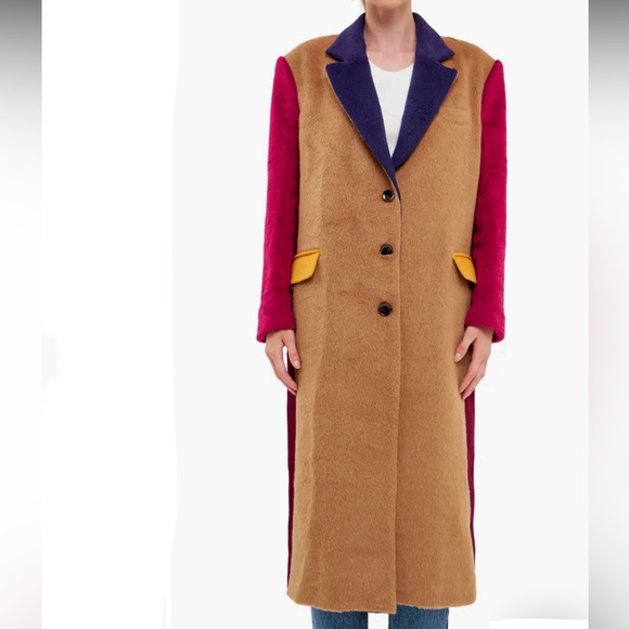 English Factory Tan Camel Multi Color Block Trench Coat SZ XS/S Oversized NWT - Picture 4 of 4